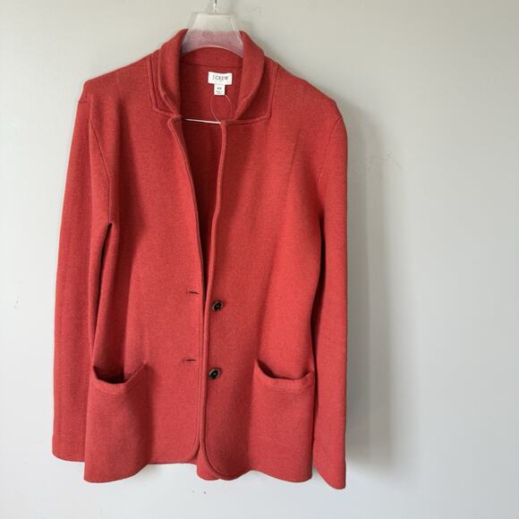 J. Crew Jackets & Blazers - J Crew Schoolboy Sweater Blazer Women XS Red Knit Cotton Stretch Pockets New